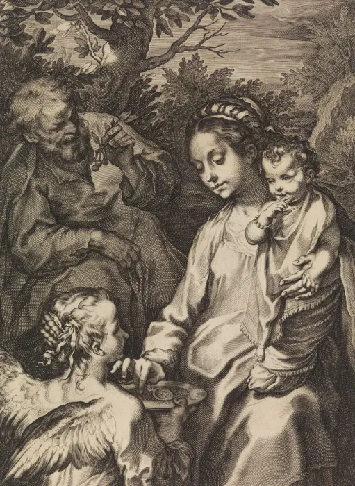 Framed Print : The Holy Family with the Porridge Bowl, ca. 1580-ca. 1614. Creator: Raffaello Guidi Framed Print : The Holy Family with the Porridge Bowl, ca. 1580-ca. 1614. Creator: Raffaello Guidi