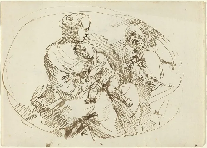 Framed Print : Holy Family [recto]. Creator: Donato Creti