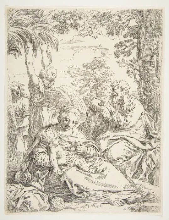 Framed Print : The Holy Family resting on their flight into Egypt, ca. 1637-1639 Framed Print : The Holy Family resting on their flight into Egypt, ca. 1637-1639