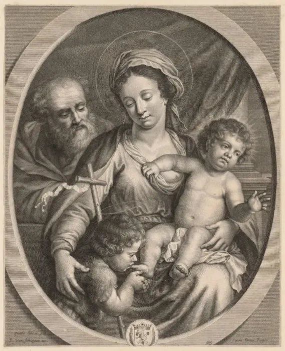 Framed Print : Holy Family and S. John. Creator: Pierre Louis van Schuppen (Flemish, 1627-1702) Framed Print : Holy Family and S. John. Creator: Pierre Louis van Schuppen (Flemish, 1627-1702)