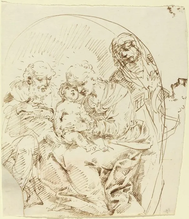 Framed Print : Holy Family with Saint Anne and Female Head in Profile. Creator: Donato Creti Framed Print : Holy Family with Saint Anne and Female Head in Profile. Creator: Donato Creti