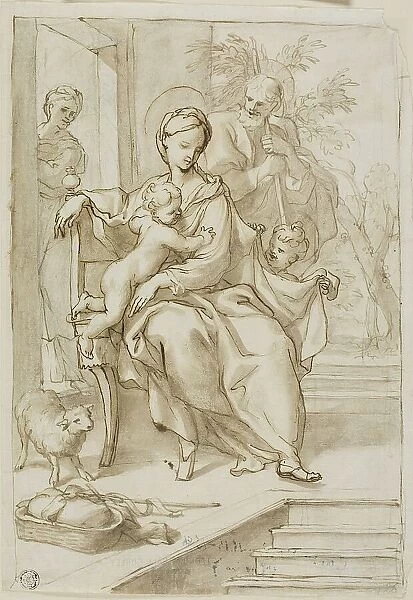 Holy Family with Saint Anne and Infant Saint John the Baptist, n.d. Creator: School of Domenico Piola Italian, 1627-1703