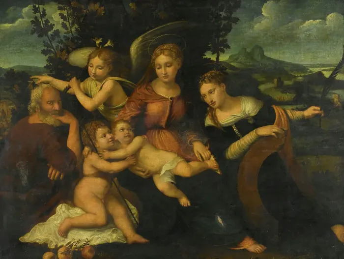 Framed Print : Holy Family with Saint Catherine, 1525. Creator: Francesco Torbido Framed Print : Holy Family with Saint Catherine, 1525. Creator: Francesco Torbido