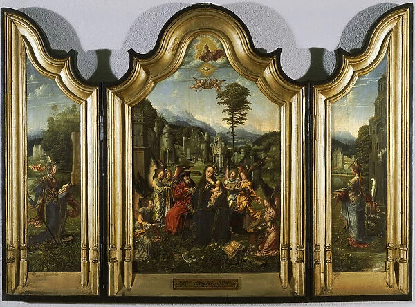 The Holy Family with Saint Catherine and Saint Barbara (Triptych), c. 1505. Artist: Gossaert, Jan (ca. 1478-1532)