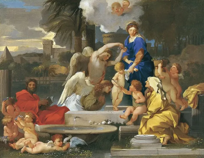 Framed Print : The Holy Family, with Saint Elisabeth and the Infant Saint John the Baptist, 1653. Creator: Sébastien Bourdon Framed Print : The Holy Family, with Saint Elisabeth and the Infant Saint John the Baptist, 1653. Creator: Sébastien Bourdon