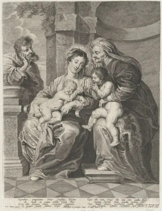 Framed Print : The Holy Family with Saint Elizabeth and the infant Saint John the Baptist, ca. 1640-53. Creators: Jan Witdoeck, Peter Paul Rubens Framed Print : The Holy Family with Saint Elizabeth and the infant Saint John the Baptist, ca. 1640-53. Creators: Jan Witdoeck, Peter Paul Rubens