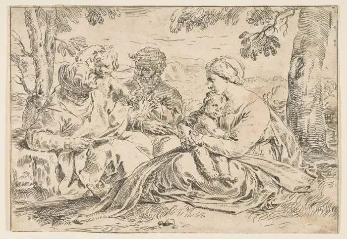 Framed Print : Holy Family with Saint Elizabeth and Saint John the Baptist, copy in reverse a... ca Framed Print : Holy Family with Saint Elizabeth and Saint John the Baptist, copy in reverse a... ca