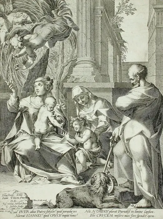 Framed Print : The Holy Family with Saint Elizabeth and Saint John the Baptist, 1593. Creator: Aegidius Sadeler II Framed Print : The Holy Family with Saint Elizabeth and Saint John the Baptist, 1593. Creator: Aegidius Sadeler II