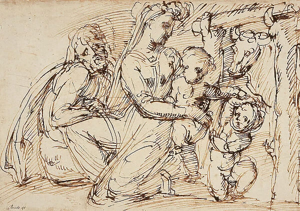 The Holy Family with Saint John the Baptist, c1550. Creator: Baccio Bandinelli