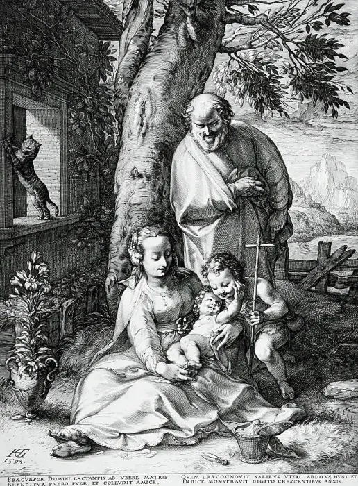 Framed Print : The Holy Family with Saint John the Baptist, c1593. Creator: Hendrik Goltzius Framed Print : The Holy Family with Saint John the Baptist, c1593. Creator: Hendrik Goltzius