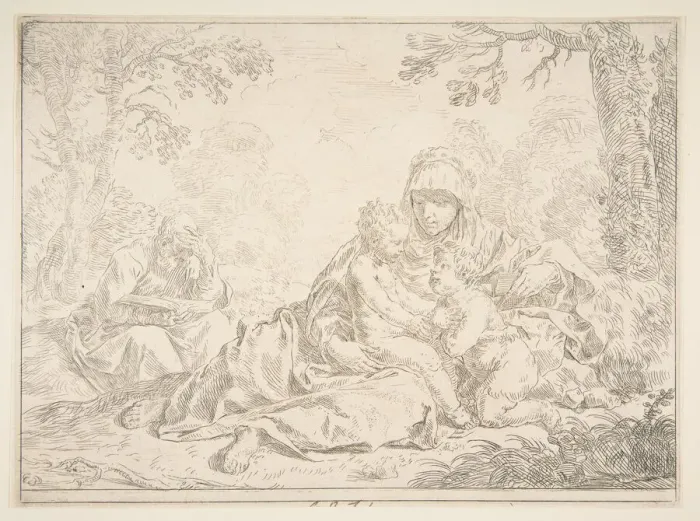 Framed Print : Holy Family with Saint John the Baptist, ca. 1637-1640. Creator: Simone Cantarini Framed Print : Holy Family with Saint John the Baptist, ca. 1637-1640. Creator: Simone Cantarini