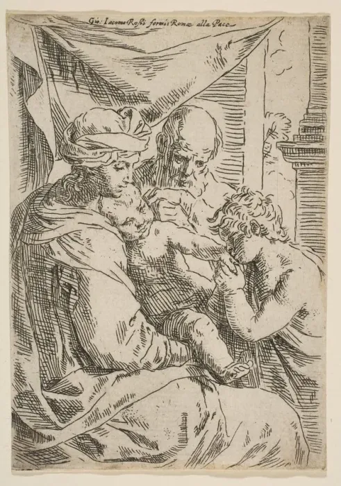 Framed Print : Holy Family with Saint John the Baptist kissing the infant Christs hand, ca. 1642 Framed Print : Holy Family with Saint John the Baptist kissing the infant Christs hand, ca. 1642
