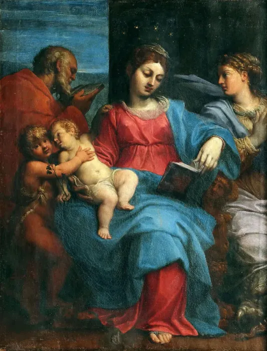 Framed Print : The Holy Family with Saint Margaret, ca. 1600. Creator: Carracci, Agostino (1557-1602) Framed Print : The Holy Family with Saint Margaret, ca. 1600. Creator: Carracci, Agostino (1557-1602)