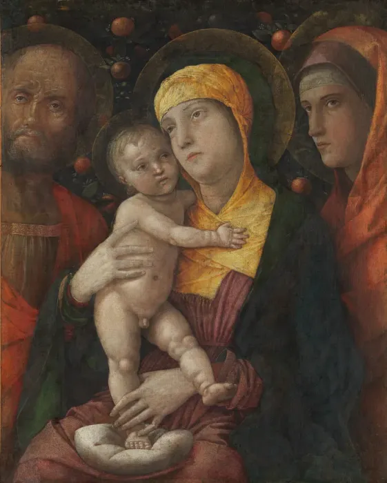 Framed Print : The Holy Family with Saint Mary Magdalen, ca. 1495-1500. Creator: Andrea Mantegna Framed Print : The Holy Family with Saint Mary Magdalen, ca. 1495-1500. Creator: Andrea Mantegna