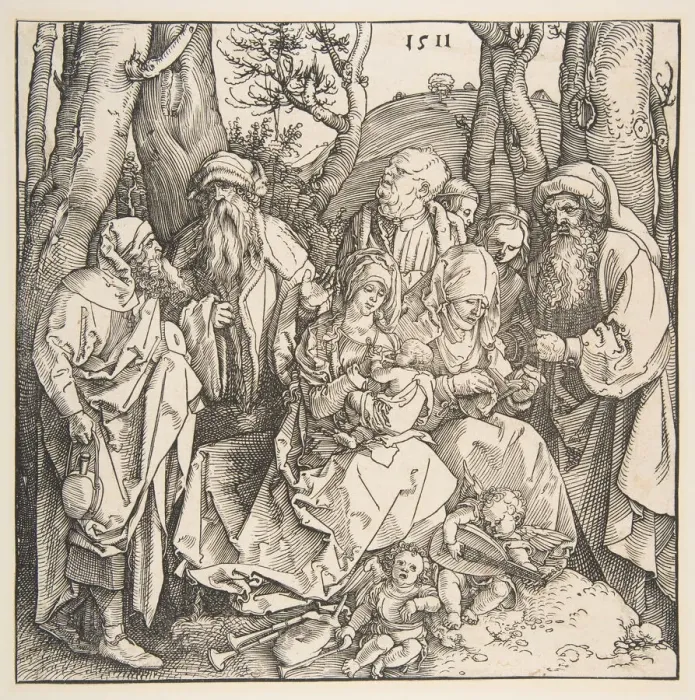 Framed Print : The Holy Family with Saints and Two Musical Angels, 1511. Creator: Albrecht Durer Framed Print : The Holy Family with Saints and Two Musical Angels, 1511. Creator: Albrecht Durer