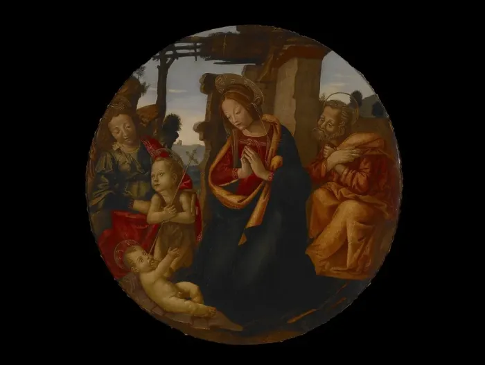 Framed Print : The Holy Family with St John the Baptist and an Angel, 1490-1500. Creator: Unknown Framed Print : The Holy Family with St John the Baptist and an Angel, 1490-1500. Creator: Unknown