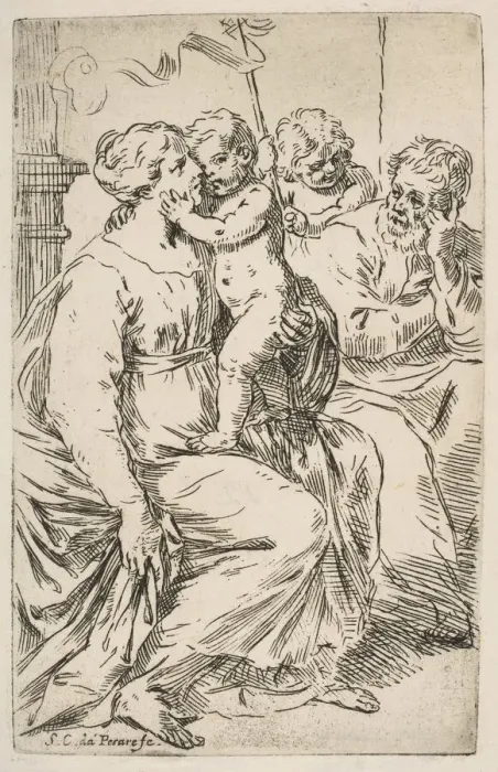 Framed Print : Holy Family with St. John the Baptist, ca. 1640-1642. Creator: Simone Cantarini Framed Print : Holy Family with St. John the Baptist, ca. 1640-1642. Creator: Simone Cantarini