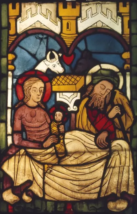 Framed Print : Holy Family in the Stable from a Swedish Church, c20th century Framed Print : Holy Family in the Stable from a Swedish Church, c20th century