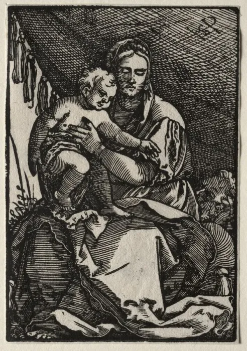 Framed Print : The Holy Family under a Tent. Creator: Hans Sebald Beham (German, 1500-1550) Framed Print : The Holy Family under a Tent. Creator: Hans Sebald Beham (German, 1500-1550)