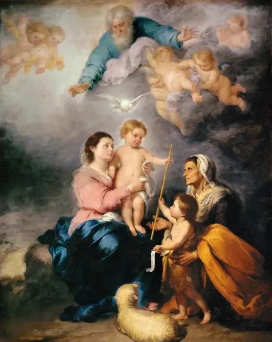 Framed Print : The Holy Family (The Virgin of Seville). Artist: Murillo, Bartolome Esteban (1617-1682) Framed Print : The Holy Family (The Virgin of Seville). Artist: Murillo, Bartolome Esteban (1617-1682)
