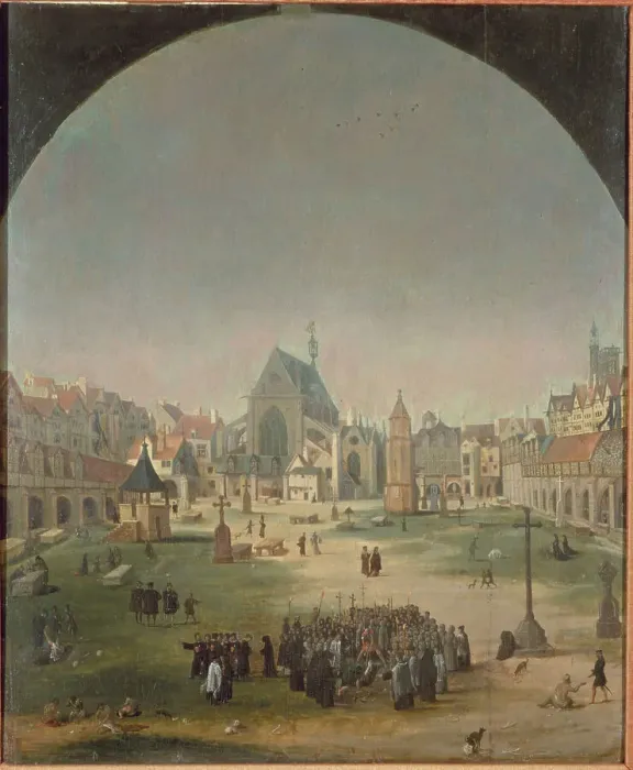 Framed Print : Holy Innocents Cemetery, c1570. Creator: Jacob Grimer Framed Print : Holy Innocents Cemetery, c1570. Creator: Jacob Grimer