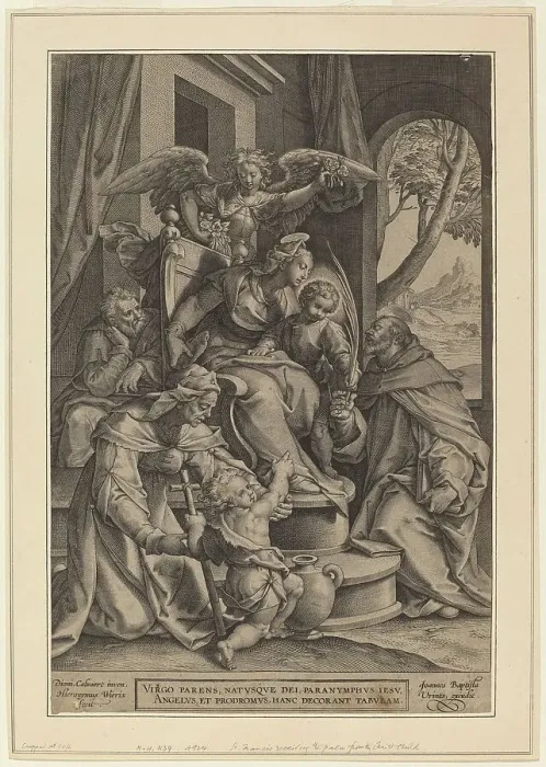 Framed Print : The Holy Kinship, before 1611. Creators: Hieronymous Wierix, Dionisio Calvaert
