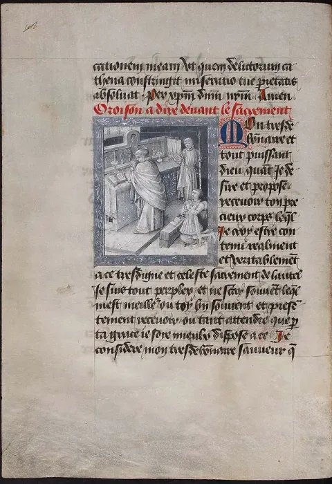 Framed Print : Holy Mass with Philip the Good. (The Book of Hours of Philip of Burgundy), ca 1455. Artist: Tavernier, Jean (active 1434-1460) Framed Print : Holy Mass with Philip the Good. (The Book of Hours of Philip of Burgundy), ca 1455. Artist: Tavernier, Jean (active 1434-1460)