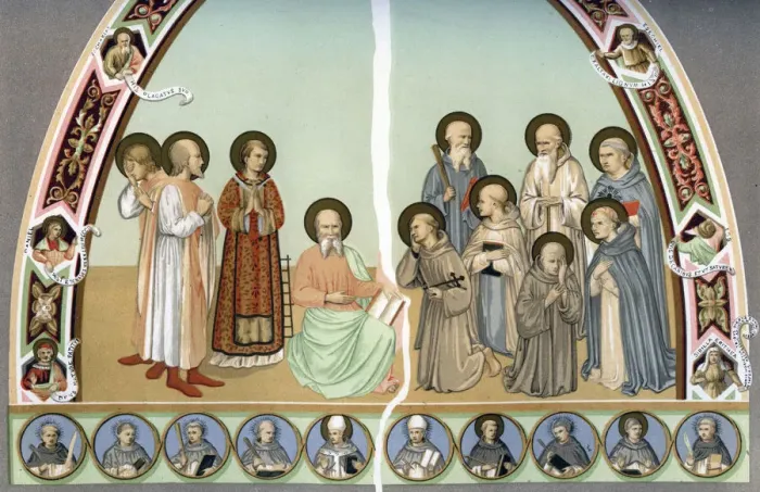 Framed Print : Holy men, 15th century (1849). Artist: H Moulin Framed Print : Holy men, 15th century (1849). Artist: H Moulin