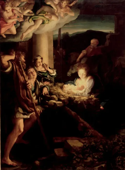 Framed Print : The Holy Night, 1527-1530. Artist: Correggio (1489-1534) Framed Print : The Holy Night, 1527-1530. Artist: Correggio (1489-1534)