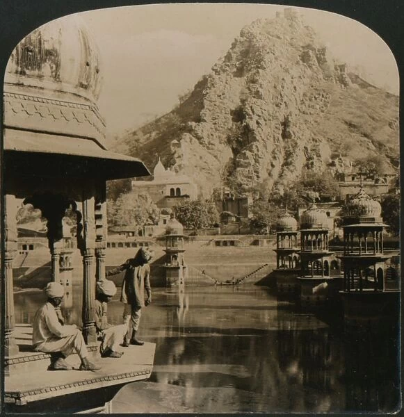 Holy Tank of Alwar, surrounded with palaces and shrines, a scene of surpassing beauty, India, 1907