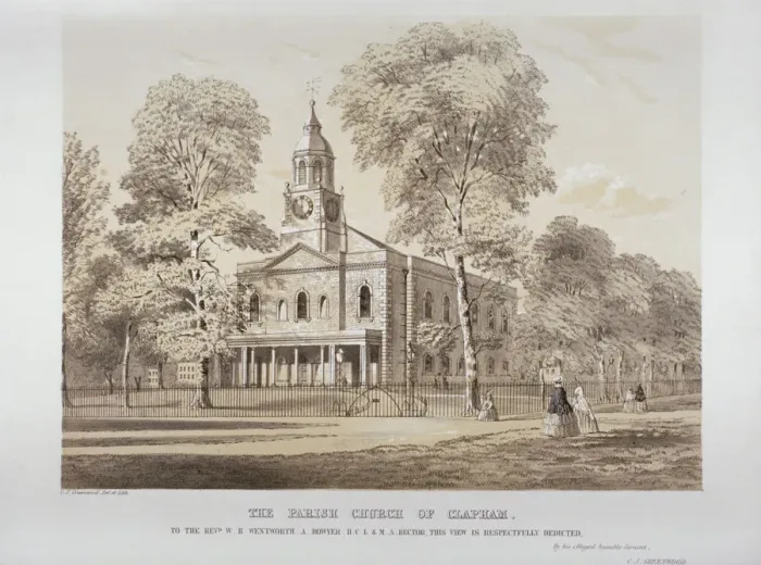 Framed Print : Holy Trinity Church, Clapham, London, c1850. Artist: CJ Greenwood Framed Print : Holy Trinity Church, Clapham, London, c1850. Artist: CJ Greenwood
