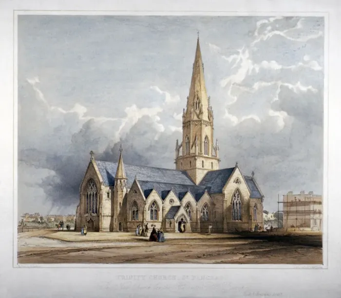 Framed Print : Holy Trinity Church, Hartland Road, Hampstead, London, 1850. Artist: George Hawkins Framed Print : Holy Trinity Church, Hartland Road, Hampstead, London, 1850. Artist: George Hawkins