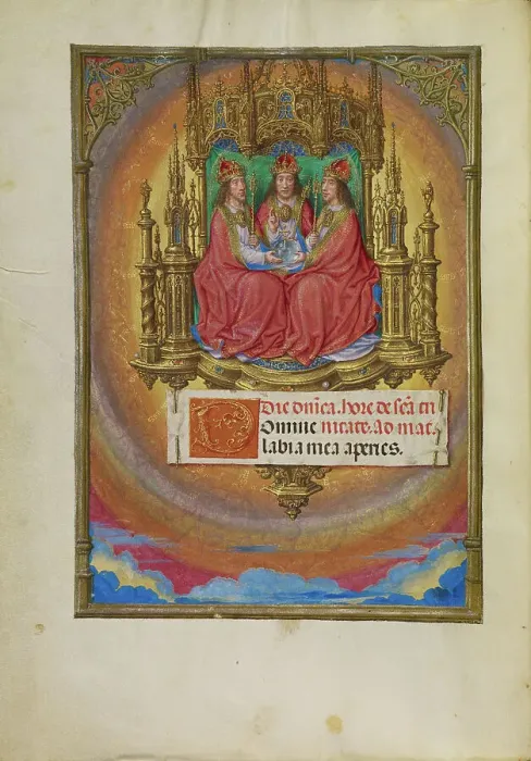 Framed Print : The Holy Trinity Enthroned; Spinola Hours, about 1510-1520. Creator: Master of James IV of Scotland Framed Print : The Holy Trinity Enthroned; Spinola Hours, about 1510-1520. Creator: Master of James IV of Scotland