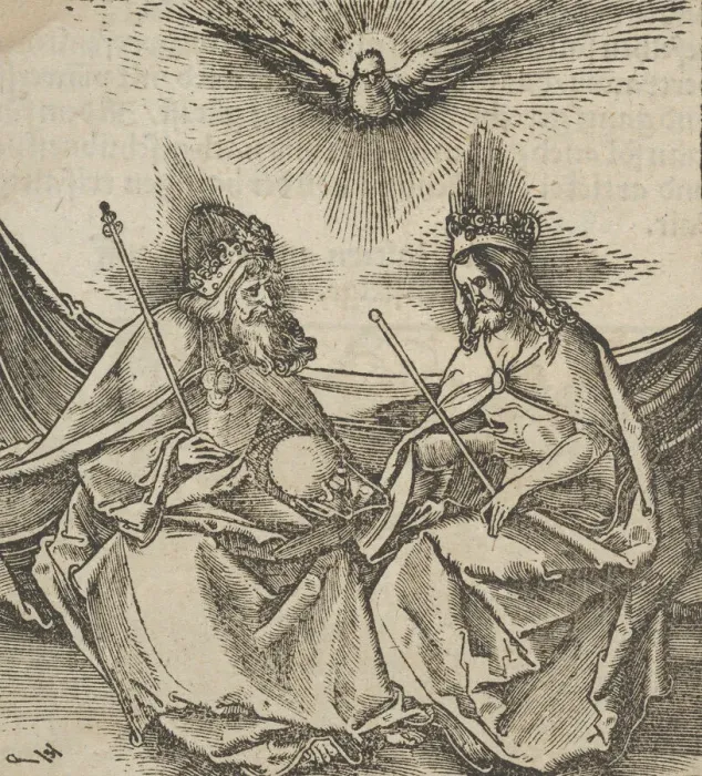Framed Print : The Holy Trinity, from Hymmelwagen auff dem, wer wol lebt... 1517 Framed Print : The Holy Trinity, from Hymmelwagen auff dem, wer wol lebt... 1517