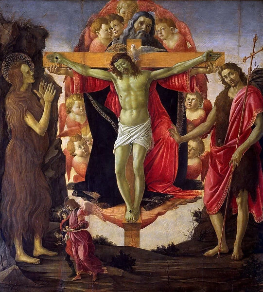 The Holy Trinity with Saints John the Baptist, Mary Magdalen, Tobias and Raphael, 1491-1493