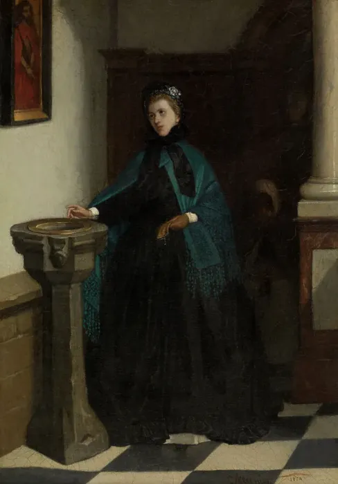 Framed Print : Holy-Water Font, 1854. Creator: Constantin Emile Meunier Framed Print : Holy-Water Font, 1854. Creator: Constantin Emile Meunier