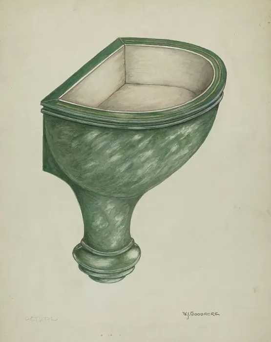 Framed Print : Holy Water Font, Santa Barbara, 1935 / 1942. Creator: W. J. Goodacre Framed Print : Holy Water Font, Santa Barbara, 1935 / 1942. Creator: W. J. Goodacre