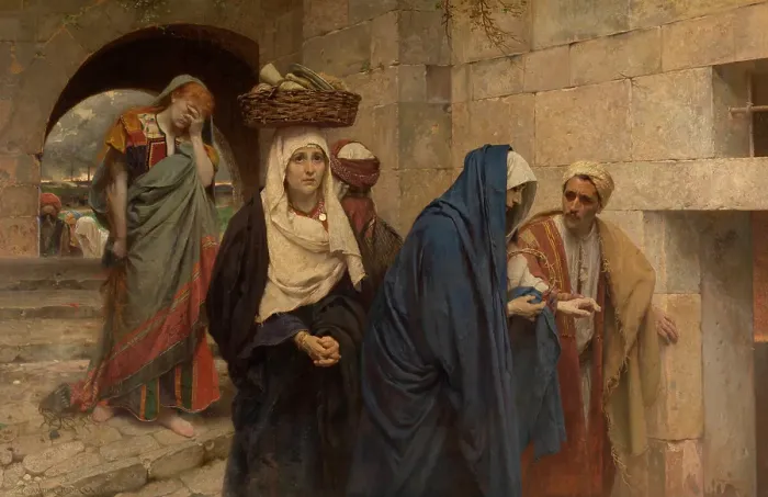 Framed Print : The Holy Women Returning from Christ's Grave, 1893. Creator: Pierre Jean van der Ouderaa Framed Print : The Holy Women Returning from Christ's Grave, 1893. Creator: Pierre Jean van der Ouderaa