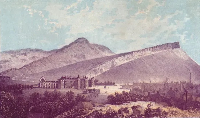 Framed Print : Holyrood Palace & Arthur Seat, c1880. Creator: J Ramage Framed Print : Holyrood Palace & Arthur Seat, c1880. Creator: J Ramage