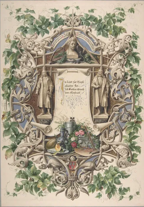Framed Print : Homage from Bavarian artists to King Ludwig I, 1874. Creator: Peter Herwegen Framed Print : Homage from Bavarian artists to King Ludwig I, 1874. Creator: Peter Herwegen