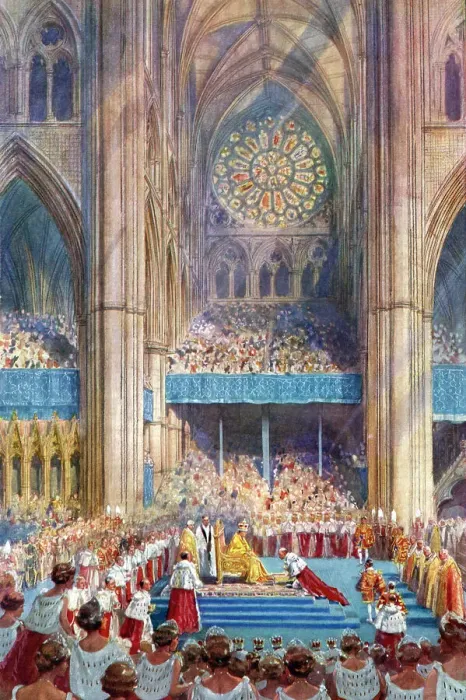 Framed Print : The Homage, George VIs coronation ceremony, 12 May 1937, (1937). Artist: Henry Charles Brewer Framed Print : The Homage, George VIs coronation ceremony, 12 May 1937, (1937). Artist: Henry Charles Brewer