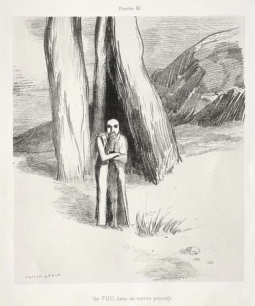 Homage to Goya: A Madman in a Dismal Landscape, 1885. Creator: Odilon Redon (French