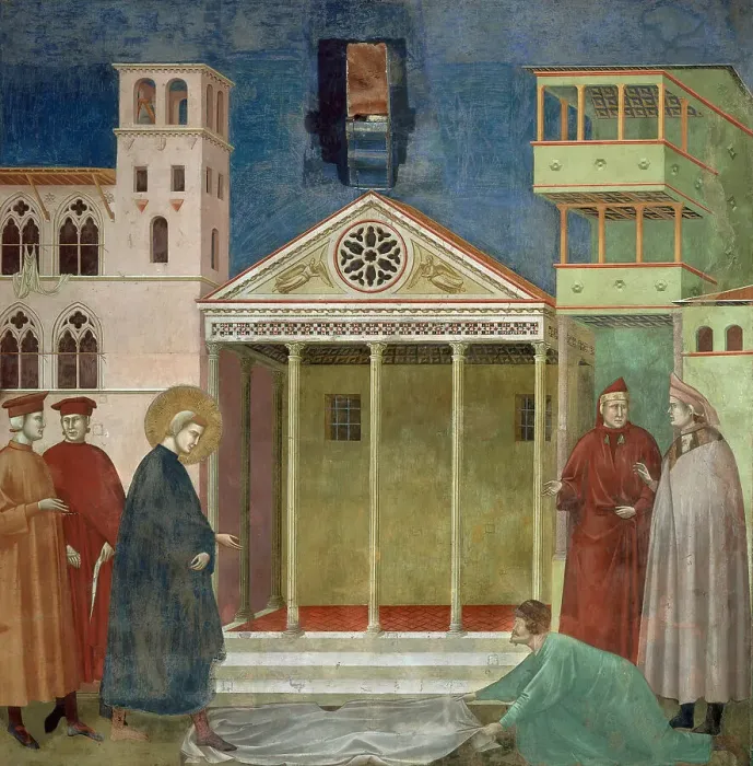 Framed Print : Homage of a Simple Man (from Legend of Saint Francis), 1295-1300. Creator: Giotto di Bondone (1266-1377) Framed Print : Homage of a Simple Man (from Legend of Saint Francis), 1295-1300. Creator: Giotto di Bondone (1266-1377)