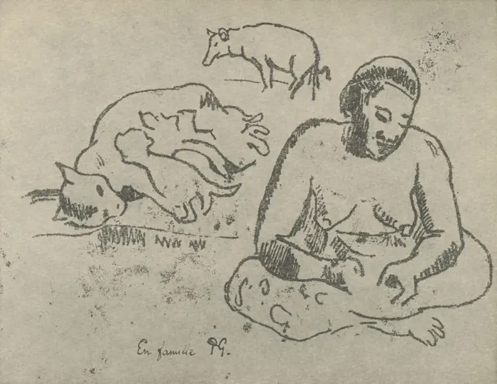 Framed Print : At Home, 1936. Artist: Paul Gauguin Framed Print : At Home, 1936. Artist: Paul Gauguin