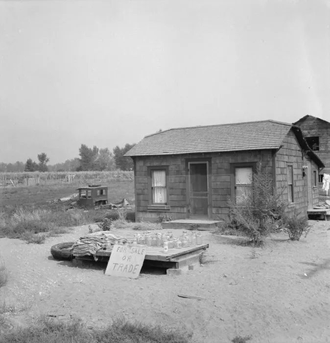 Framed Print : Home of better type in shacktown, south of fairgrounds, Yakima, Washington, 1939. Creator: Dorothea Lange Framed Print : Home of better type in shacktown, south of fairgrounds, Yakima, Washington, 1939. Creator: Dorothea Lange