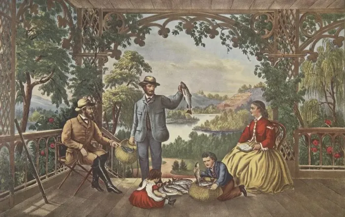 Framed Print : Home From The Brook, The Lucky Fisherman, pub Framed Print : Home From The Brook, The Lucky Fisherman, pub