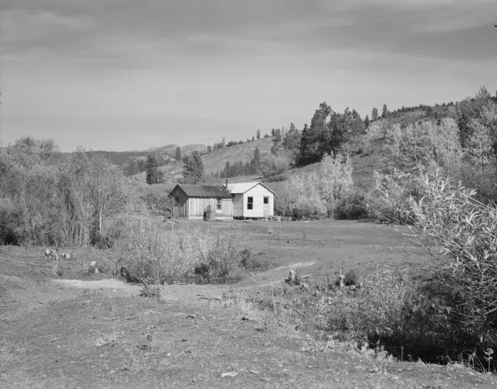 Framed Print : Home of Claude Kanady, president of the Ola self-help sawmill co-op, Gem County, Idaho, 1939. Creator: Dorothea Lange Framed Print : Home of Claude Kanady, president of the Ola self-help sawmill co-op, Gem County, Idaho, 1939. Creator: Dorothea Lange