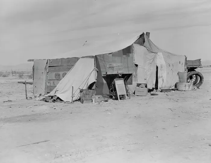 Framed Print : Home of a dust bowl refugee in California, Imperial County, California, 1937. Creator: Dorothea Lange Framed Print : Home of a dust bowl refugee in California, Imperial County, California, 1937. Creator: Dorothea Lange