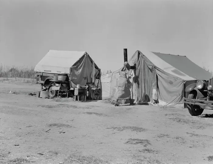 Framed Print : Home of a dust bowl refugee in California, Imperial County, California, 1937. Creator: Dorothea Lange Framed Print : Home of a dust bowl refugee in California, Imperial County, California, 1937. Creator: Dorothea Lange