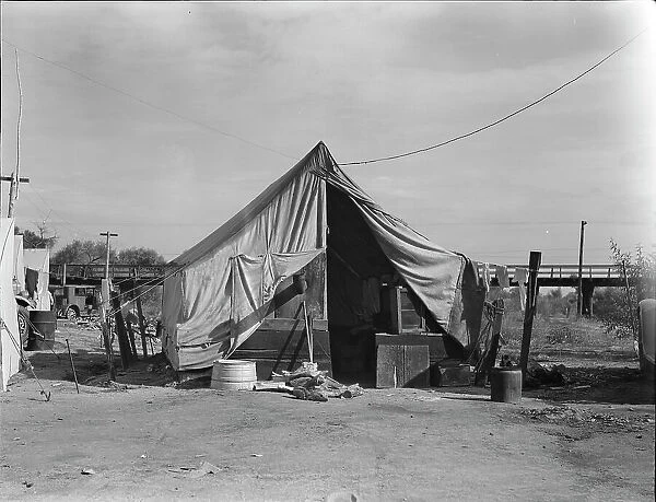Home of a family of native Californians, migratory workers, Near Porterville, California, 1936. Creator: Dorothea Lange